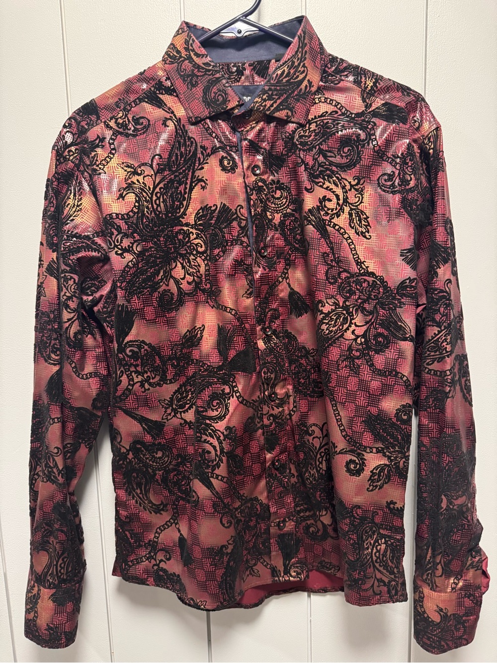 Bespoke Pink and Black Paisley-Print Button-Down Shirt